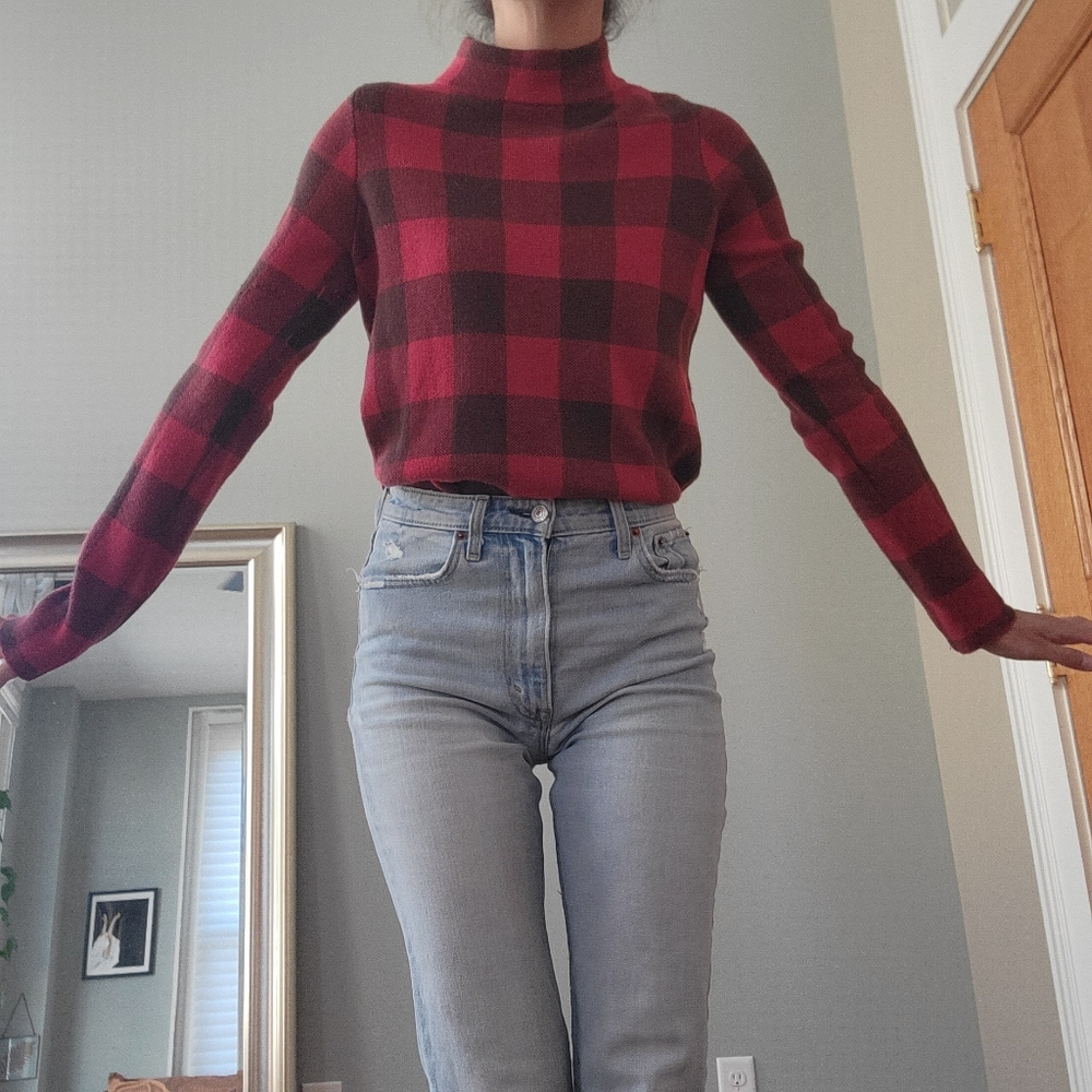 Anthropologie Buffalo Check Mockneck Sweater